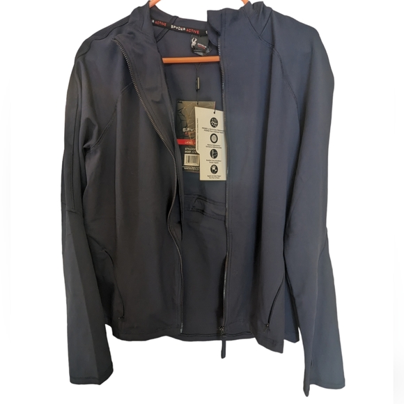 NWT Spyder Navy Zip Up Hooded Jacket Sz Large - Picture 2 of 7